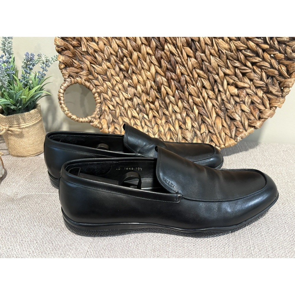 Prada Sport Linea Rossa Black Leather Loafers Men's SZ US 11.5 Or Italy Sz 10.5